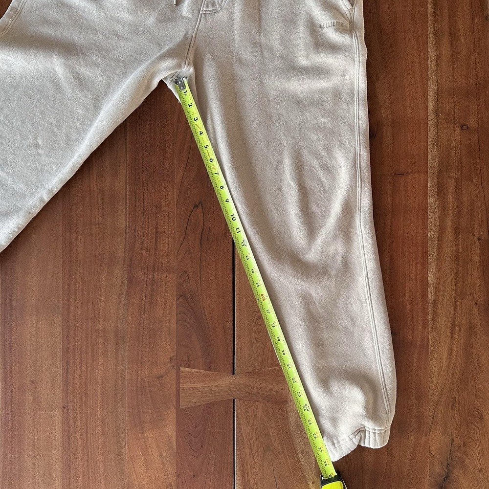 Hollister Mens Large Beige Tan Relaxed Jogger Sweatpants Neutral Elastic Waist‎ - Picture 4 of 7